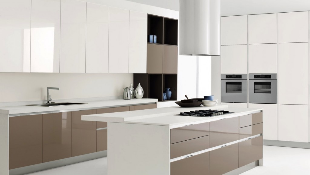 white-kitchen-island-with-brown-kitchen-cabinet-design-with-silver-sink Breathtaking And Stunning Italian Kitchen Designs