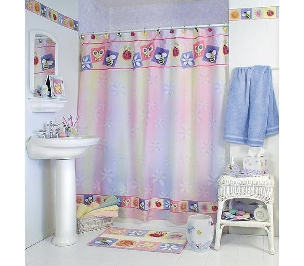 Curtains' Designs For Bathrooms And Showers 5 128928525_bugs-in-bloom-bath-shower-curtain-butterfly-bee-daisy-