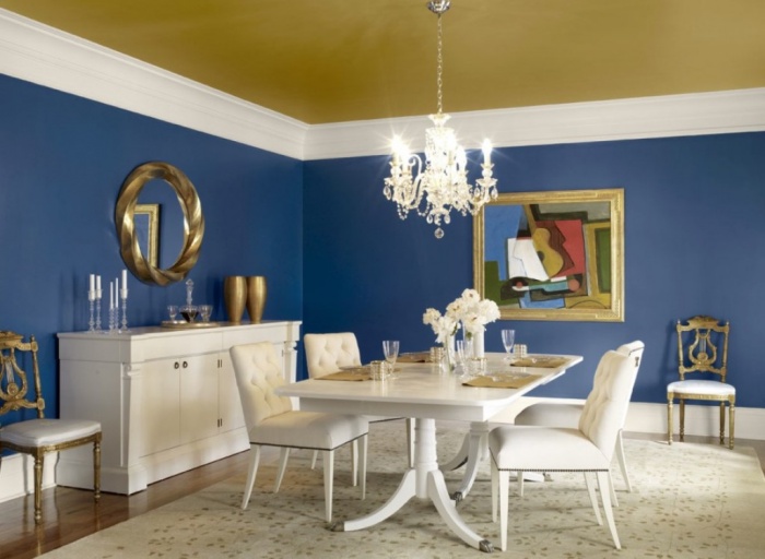 Antique Blue Dining Room Painted Ceiling