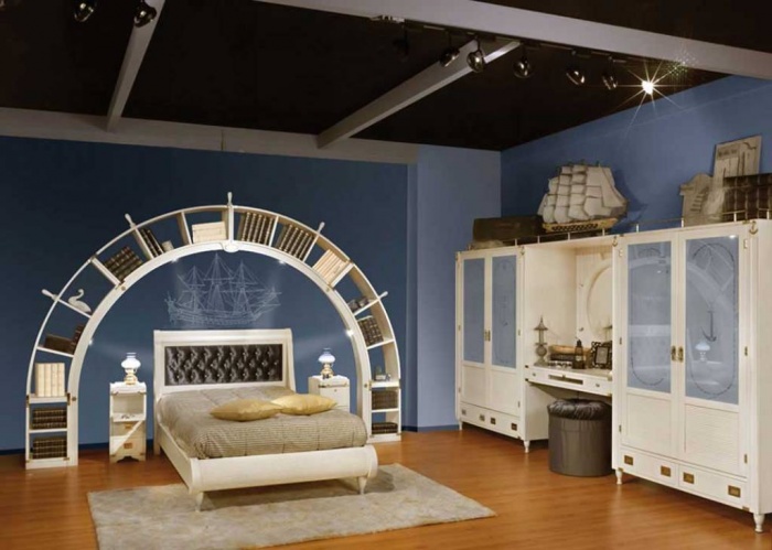Blue-and-White-Sea-Theme-Kids-Bedroom-Design Fascinating and Stunning Designs for Children's Bedroom