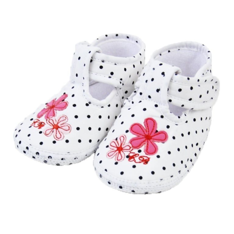 Pretty Polka Soft Soles Velcro Crib Shoes