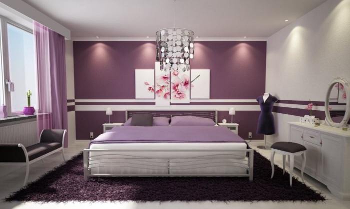 Remarkable purple Bedroom With Calm