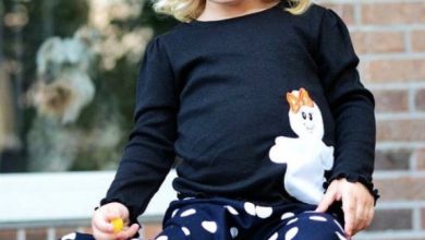halloween black ghost tee and black and white dots ruffle pants 30 Cutest Baby Girl Pants - 134 Shoes Fashion Trends