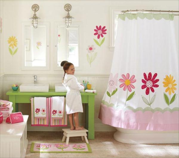 kid-bathroom-with-sweet-curtain-so-beautiful Curtains' Designs For Bathrooms And Showers