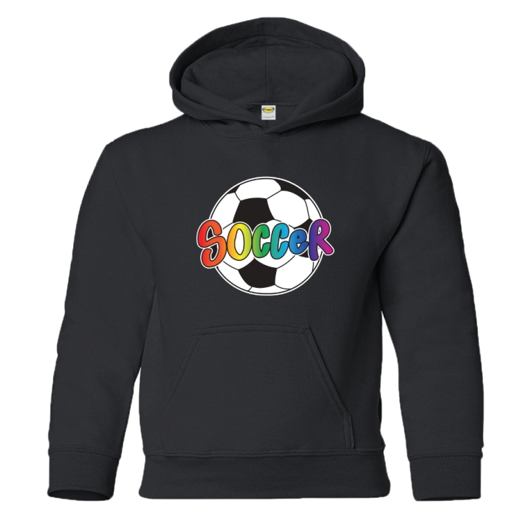 Gorgeous Rainbow Kids Clothing 28 rainbow-soccer-ball-pullover-hoody-black