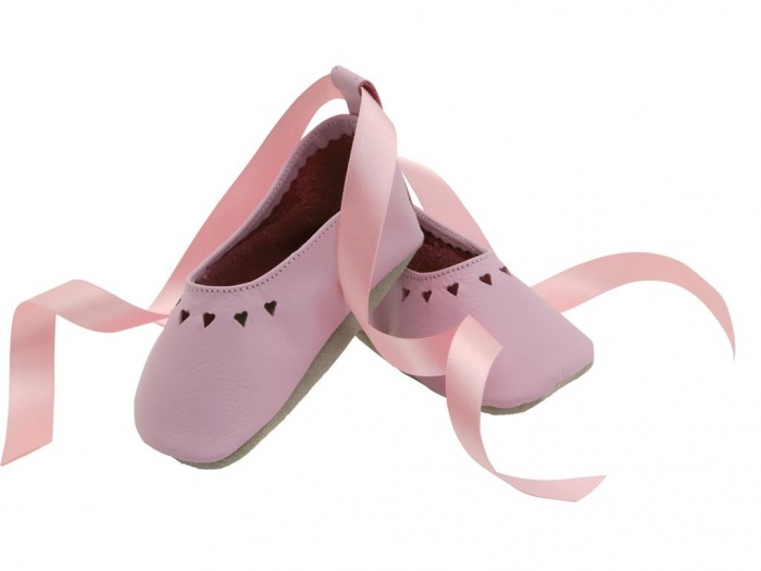 soft leather baby shoes summerhearts in baby pink ballerina style shoe with delicate heart cut outs and a satin ribbon
