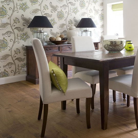 wallpapers for dining room Green floral wallpaper