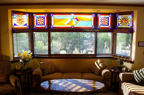 Bay-window-style-with-stained-glass-for-home Window Design Ideas For Your House