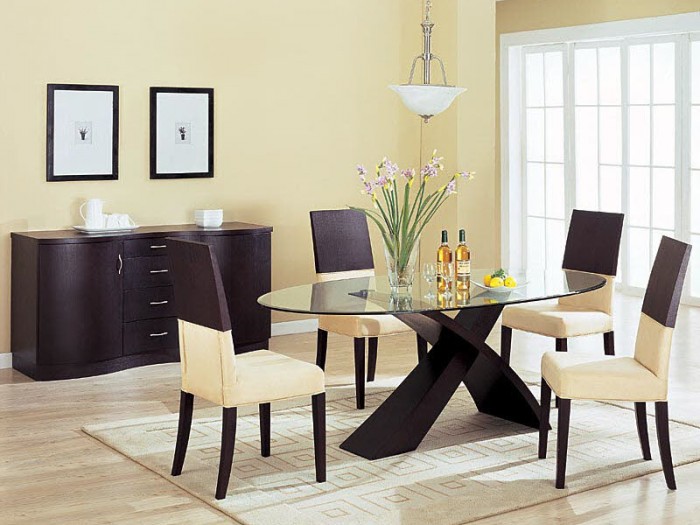 Cream-Dining-Interir-Brown-Chest-Cabinet-Contemporary-Dining-Room-Tables 45 Most Stylish and Contemporary Dining rooms