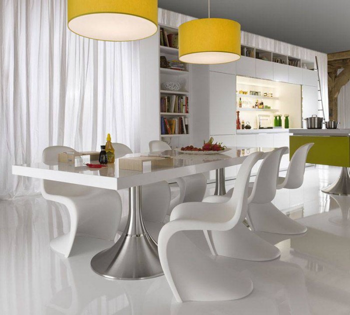 Light-White-Dining-Interior-Unique-Chairs-Contemporary-Dining-Room-Sets