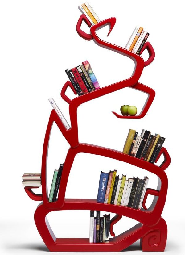 Red-tree-bookcase-design 40 Unusual and Creative Bookcases