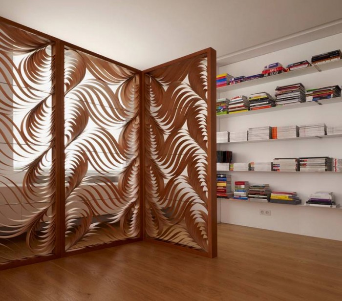 Stylish-and-Modern-Room-Divider-with-Curvy-Shapes-Pattern 40 Most Amazing Room Dividers