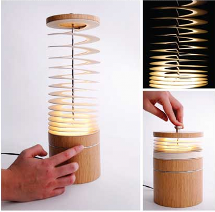 Unique-Curly-Sue-Spiral-Desk-Lamp-Design-with-a-bamboo-shaped-spring 30 Most Creative and Unusual lamp Designs