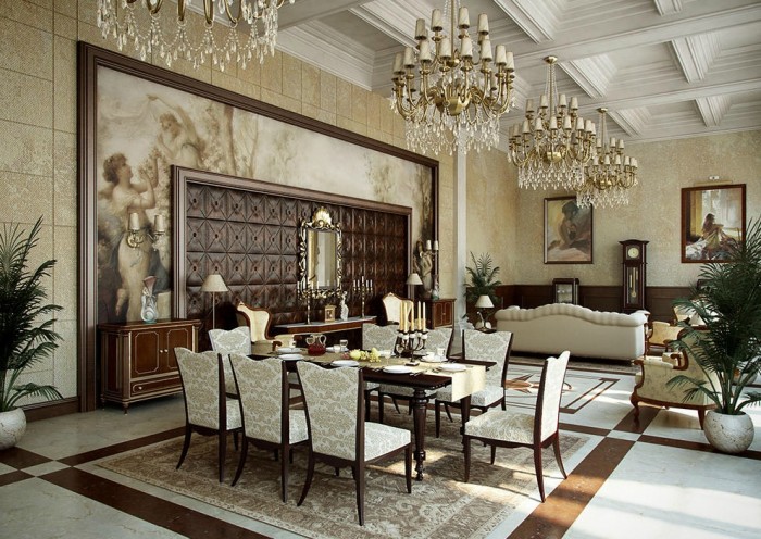 antique-modish-traditional-cream-gold-dining-room 45 Most Stylish and Contemporary Dining rooms