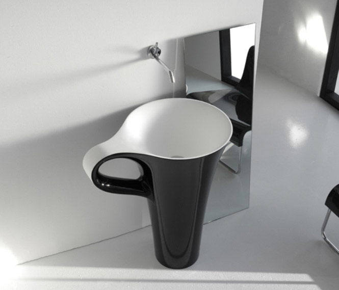 40 Catchy and Dazzling Bathroom Sinks 38 black-cup-basin-for-black-and-white-interior