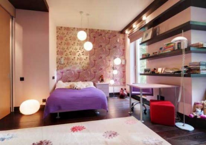 comfortable-and-wonderful-bedroom-design-for-young-women-with-purple-linen-and-simple-wall-shelving-bedroom-ideas-for-young-women2 Modern Ideas Of Room Designs For Teenage Girls