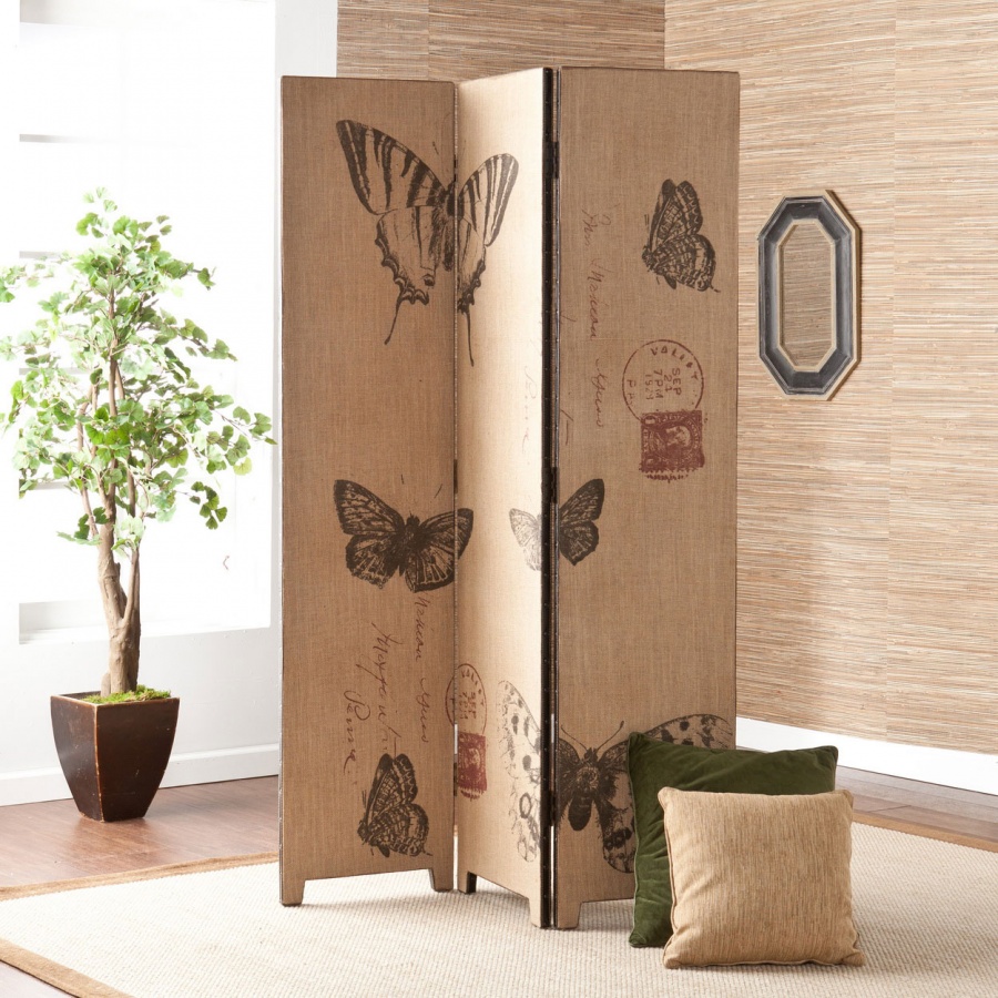 decorative-room-divider-with-butterfly-pattern-panel