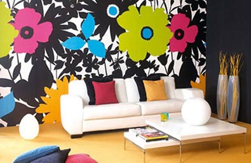 mural flowers wallpaper for living room