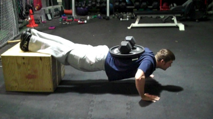 steve push up weighted drop set 1