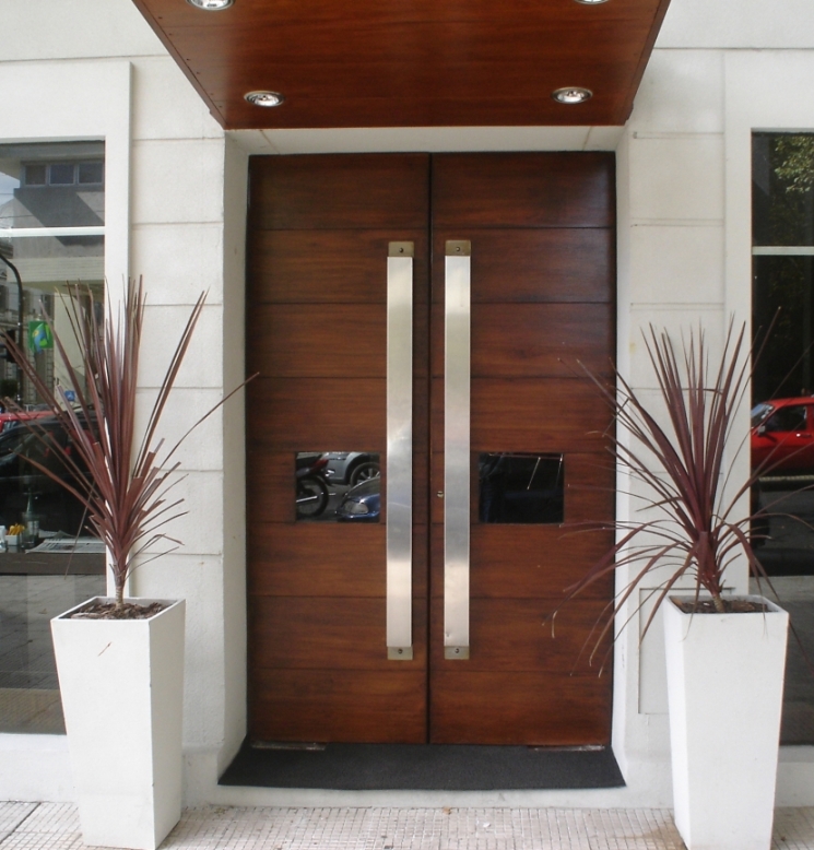 2-Modern-Wood-Front-Doors-Double-and-Single-with-a-Side-Mirror It Is Not Just a Front Door, It Is a Gate