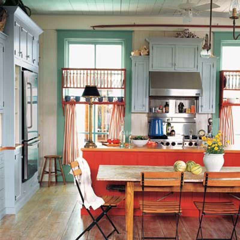 Colorful-Kitchen-Dining-at-Awesome-Colorful-Kitchen-Design-Ideas 10 Amazing Designs Of Vintage Kitchen Style