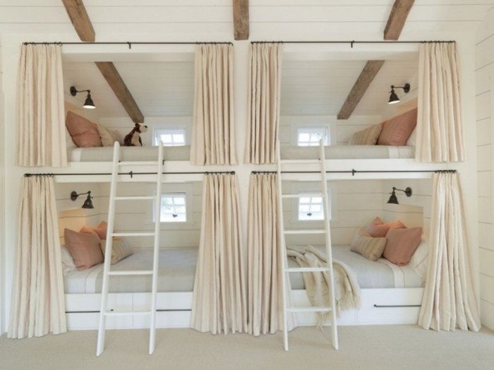 Creamy-Bunk-Beds-with-stairs Make Your Children's Bedroom Larger Using Bunk Beds