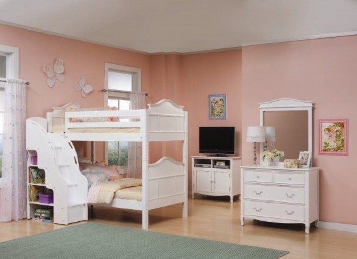 Emma-Bunk-Bed-w-Stairs-White Make Your Children's Bedroom Larger Using Bunk Beds