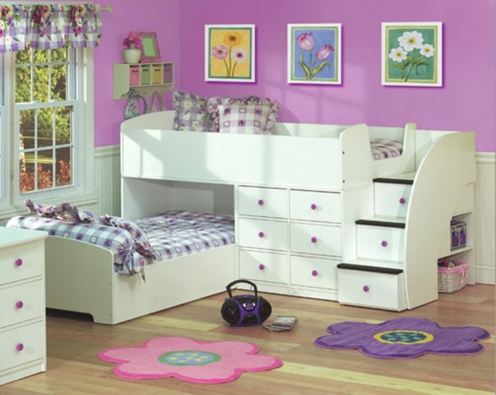 Fantastic-And-Adorable-Full-Over-Twin-Bunk-Bed-Design-With-Stairs-In-White Make Your Children's Bedroom Larger Using Bunk Beds