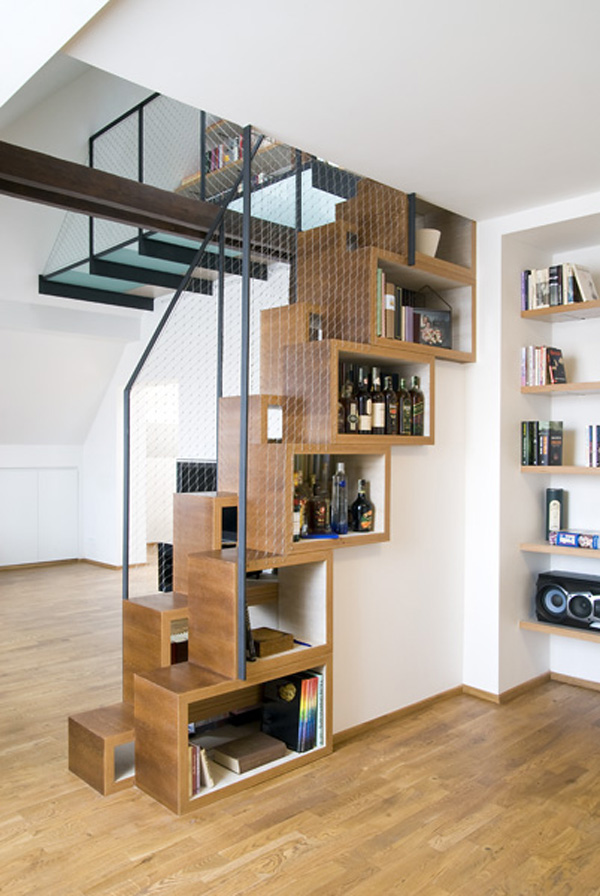 Interior-Design-Stair-Design-With-Bookcase-In-Understairs-Using-As-Storage-Stunning-modern-staircase-design-pictures Turn Your Old Staircase into a Decorative Piece