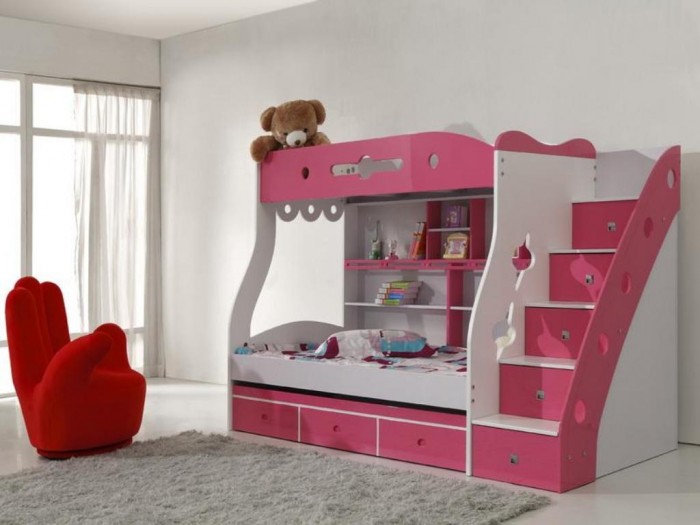 Modern-Children-Room-Interior-with-Bunk-Beds-Plans Make Your Children's Bedroom Larger Using Bunk Beds