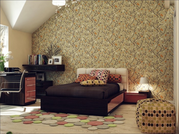 Red-Brown-Beige-Room-Wallpaper Tips On Choosing Wallpaper For Your Bedroom