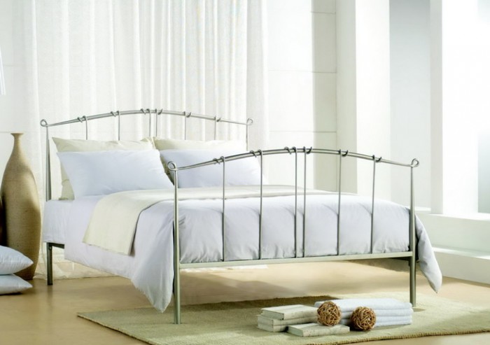 Silver-Luxury-Metal-Bed-Frame-Stunning-Headboard Luxury Designs For Beds Made Of Metal