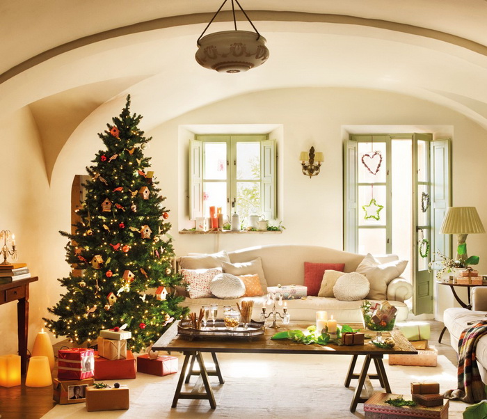 Small-Living-Room-With-Beautiful-Christmas-Decorating-Ideas Tips With Ideas Of Decorations For Christmas Celebrations