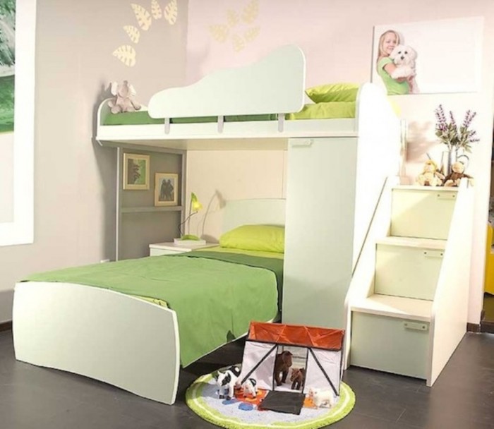 bunk-bed-with-stairs-self-assembly-green Make Your Children's Bedroom Larger Using Bunk Beds