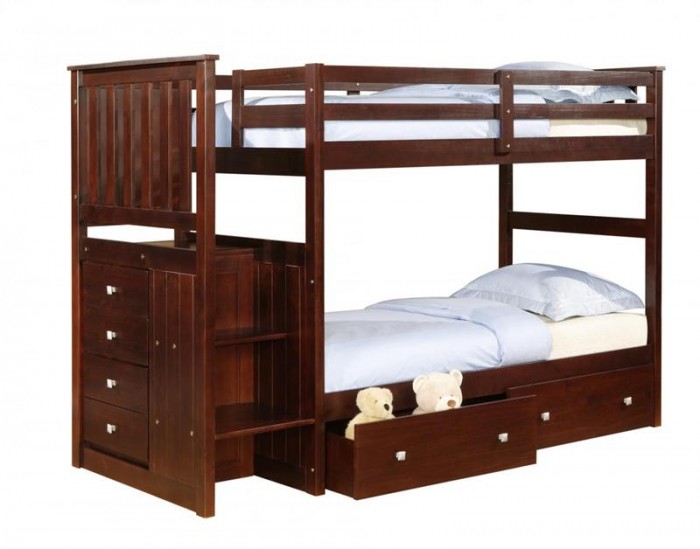 calvin-cappuccino-twin-bunk-bed-with-stairs-800x628 Make Your Children's Bedroom Larger Using Bunk Beds