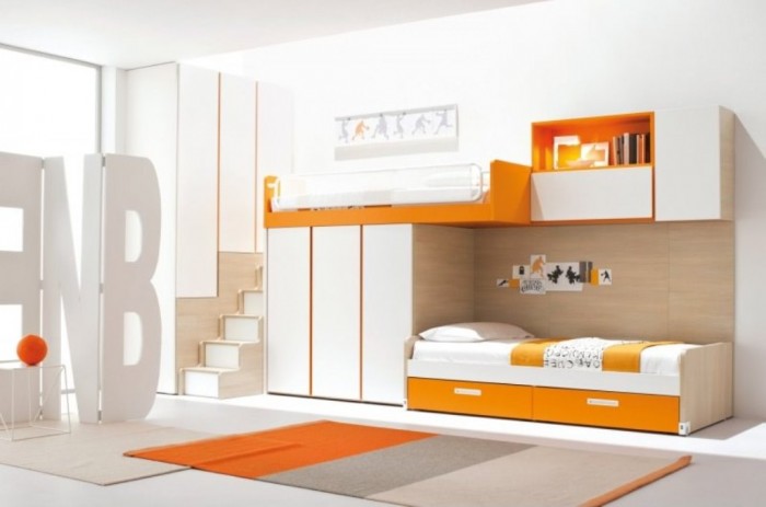 loft-bedroom-set-with-wardrobe-ladder-1 Make Your Children's Bedroom Larger Using Bunk Beds