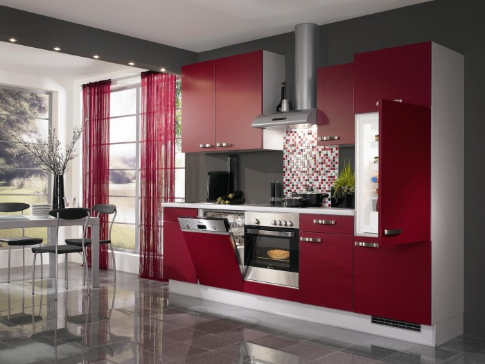 modern-red-kitchen-idea 45 Elegant Cabinets For Remodeling Your Kitchen
