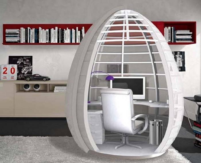 stylish mobile home pod as office space