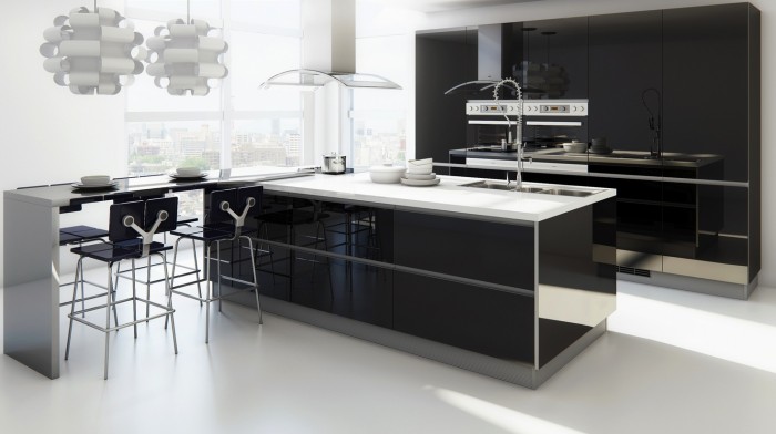 superb-modern-kitchen-with-extended-bar 45 Elegant Cabinets For Remodeling Your Kitchen