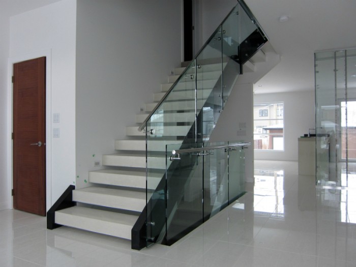 white stairs with railing glass1