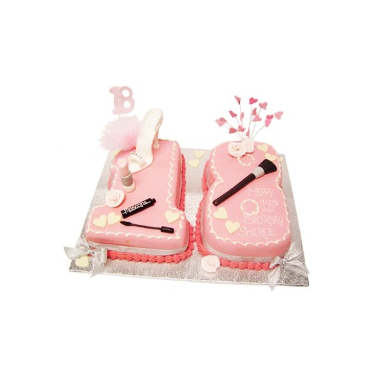18th-birthday-shoe-and-make-up-cake 60 Mouth-Watering & Stunning Happy Birthday Cakes for You