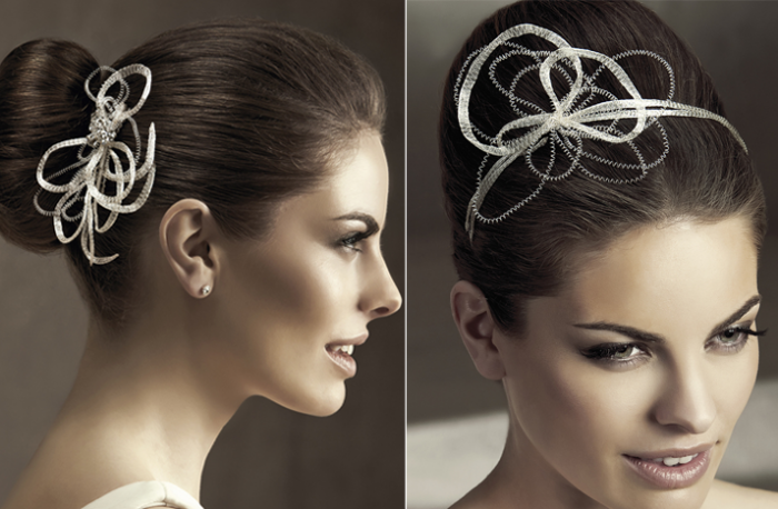 2012-wedding-hair-accessories-bridal-hairstyles-pronovias-modern-swirls 50 Dazzling & Fabulous Bridal Hairstyles for Your Wedding