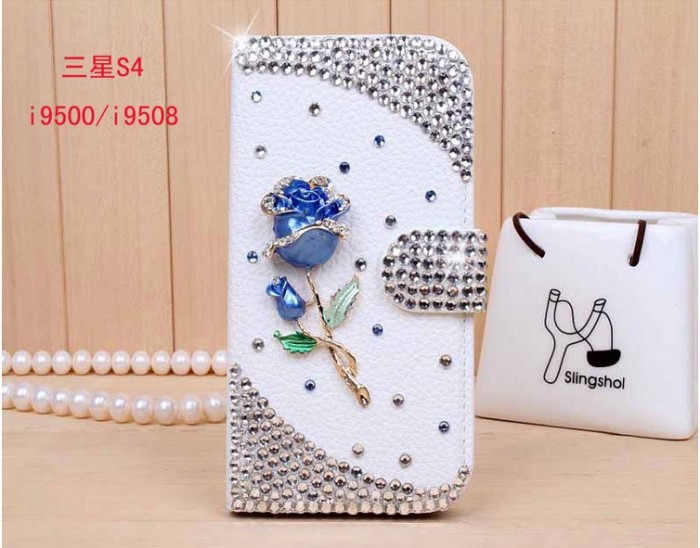 3D-Bling-Crystal-Rhinestone-Diamond-Flip-Case-for-Samsung-Galaxy-S4-IV-i9500-Leather-Wallet-mobile 50 Fascinating & Luxury Diamond Mobile Covers for Your Mobile