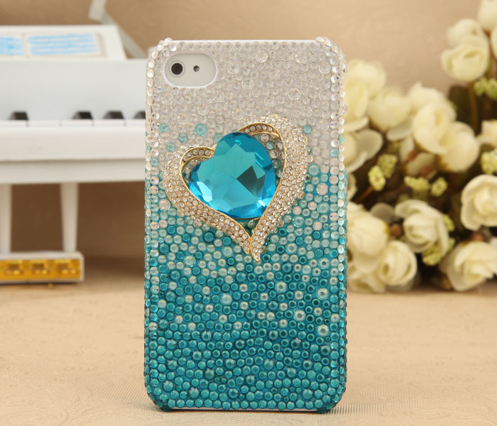 Apple iPhone 4S 4G 3GS Bling Shiny Crystal Titanic Diamond Heart Back Case Cover Birthday Gift for Her - GTMSP0124