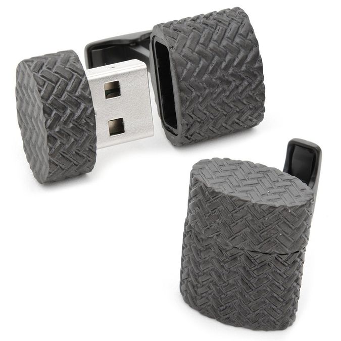 15 Fascinating & Unusual Christmas Presents 35 Ravi Ratan Iron Black Woven Oval USB Cufflinks-CLI-RR-435-WB