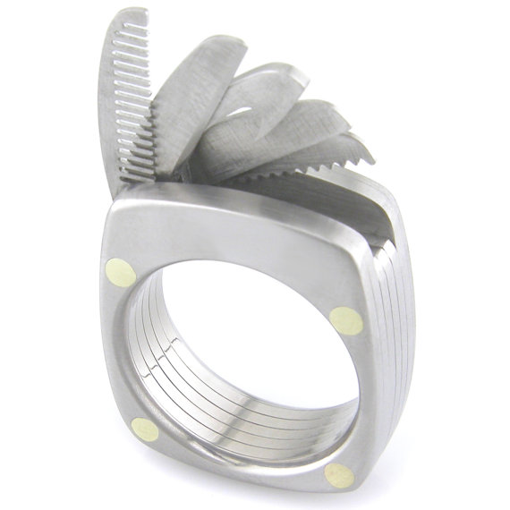 The Man Ring Titanium Utility Ring Swiss Army Knife Comb Knife Bottle Opener Bruce Boone etsy