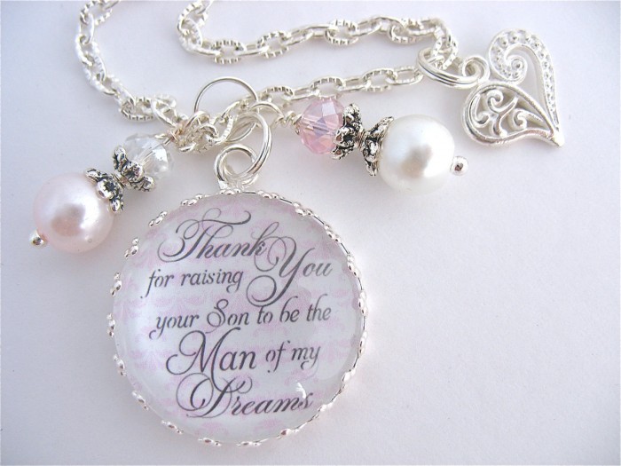 Catchy necklaces with a message for thanking your mother-in-law who raised your husband