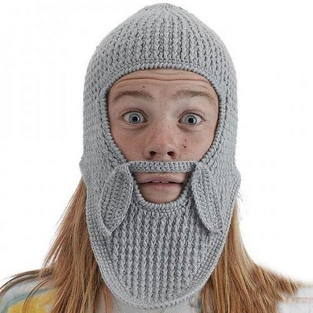 Weird and unique hat with a moustache for cold weather 