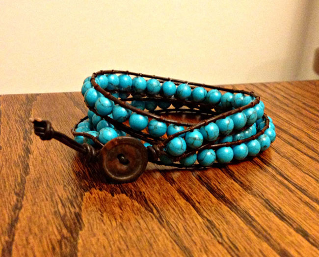 turquoise-largebead-bracelet 10 Fabulous Homemade Gifts for Your Mom