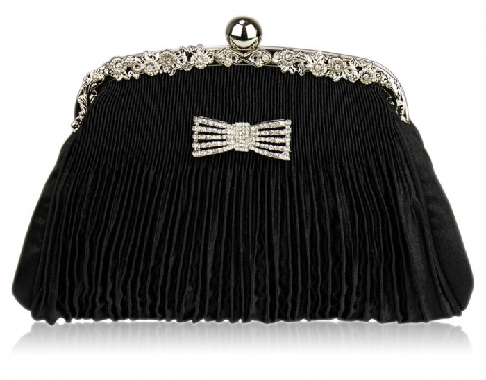 womens-black-crystal-bow-satin-ruched-evening-clutch-purse-21308-p 48+ Best Christmas Gift Ideas for Your Wife